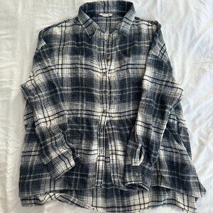 American Eagle Oversized Blue and White Flannel